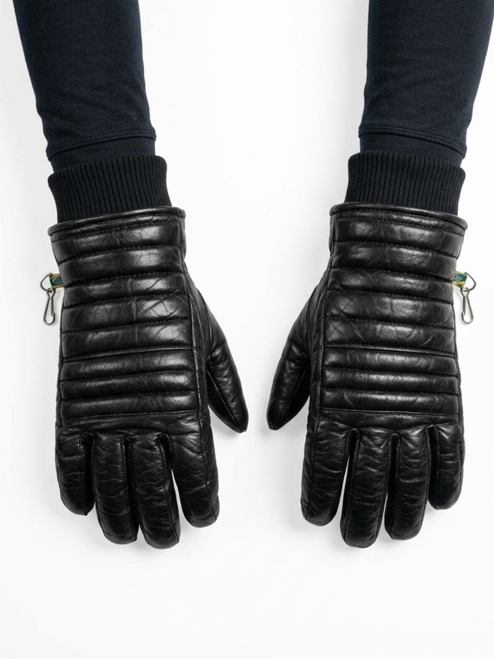 Kombi Vintage Down Filled Ski Gloves Leather Black S